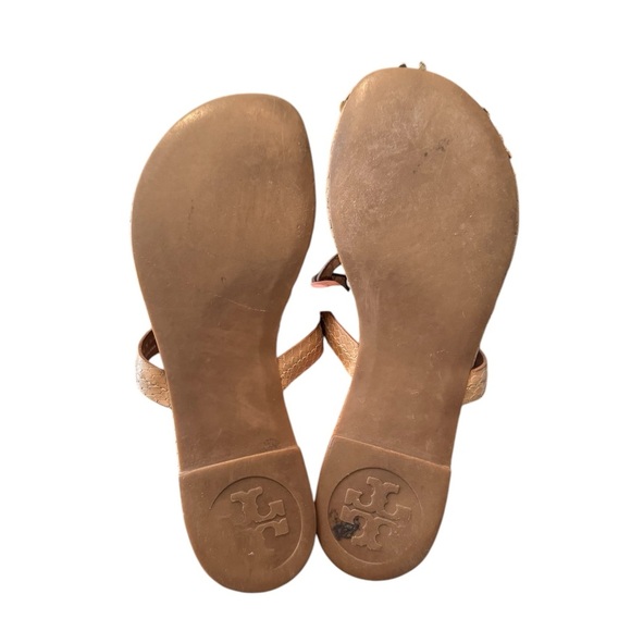 Tory Burch Gold Metal Snakeskin Miller Sandals - Picture 7 of 8